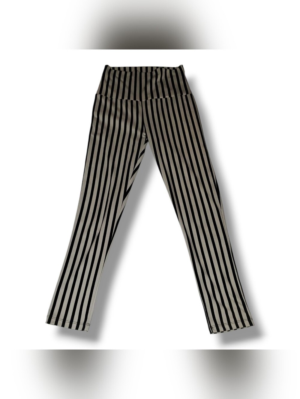 Grace Black and White Vertical Stripe Kids Leggings